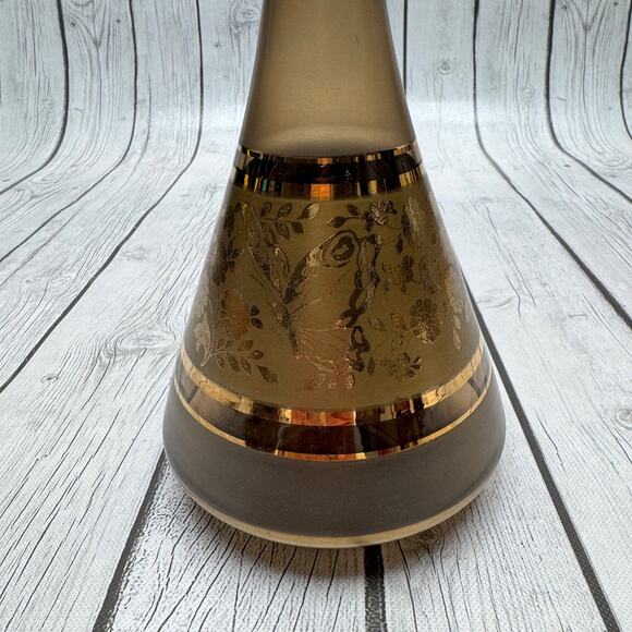 Vintage Genie Style Czech Bohemia Bottle Decanter w/Stopper 14” HEAVY Gold - Picture 2 of 8